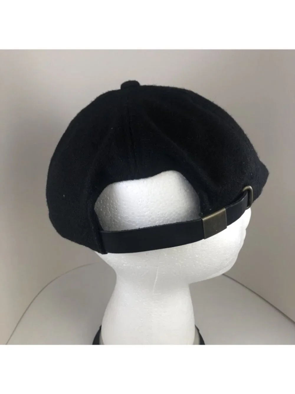 GROSSMAN 100% WOOL Cap Black with Leather Suede bill trucker hat adjustable